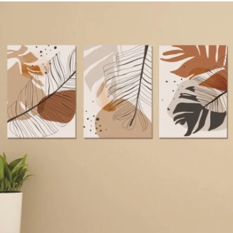 Set Of 3 Sticky Wooden Canvas Frames For Wall Decore Aesthatic Art / Sticky Phototiles For Room Wall Decoration buy online in Pakistan