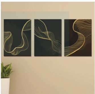 Set Of 3 Sticky Wooden Canvas Frames For Wall Decore Aesthatic Art / Sticky Phototiles For Room Wall Decoration buy online in Pakistan