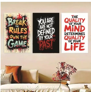 Set of 3 Wooden Photo Tile Wall Art Frames (8×11 Inches) – Premium MDF Spiritual Wall Décor with Easy Stick Back buy online in Pakistan