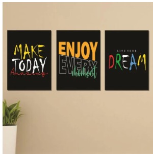 Set of 3 Wooden Photo Tile Wall Art Frames (8×11 Inches) – Premium MDF Spiritual Wall Décor with Easy Stick Back buy online in Pakistan