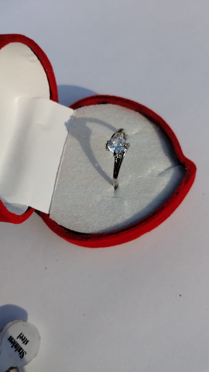 Elegant Stainless Steel Eternal Promise Couple Ring Set Featuring a Sparkling Solitaire Engagement Ring and a Sophisticated Modern Band for Lovers ( free size ) thumbnail 2