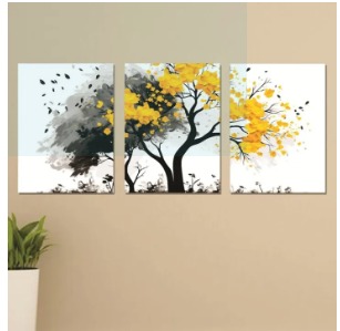 Set of 3 Flower Wall Art Wooden Canvas Frames (8×11 Inches) – Elegant Floral Home Wall Décor buy online in Pakistan