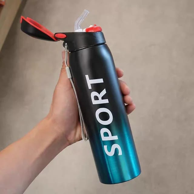Stainless Steel Double Wall Vacuum Flask | 500 ml Sports Water Bottle | With Straw | Insulated buy online in Pakistan