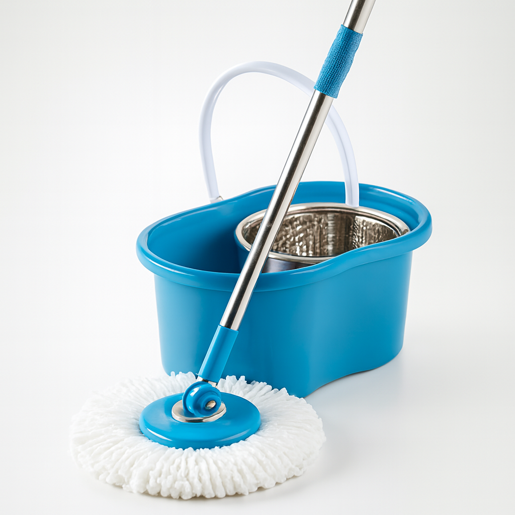 Spin Mop - Easy Spin Magical Mop Set [Steel Bucket] - 360 Degree Microfiber Mop Head Home Clean Tools Microfiber(Steel B...