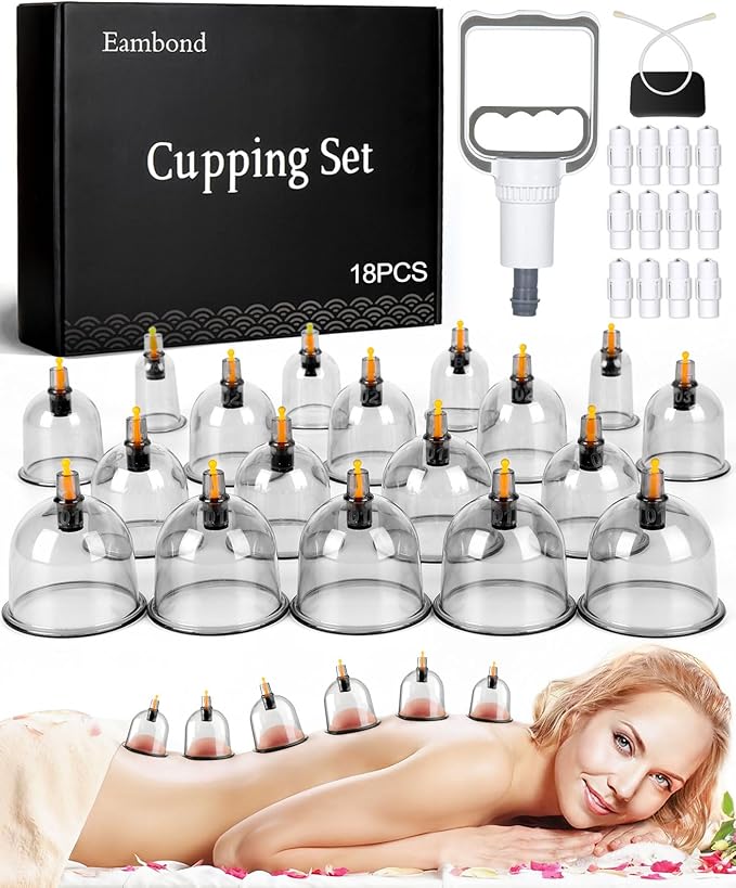 10-Piece Hijama Cupping Therapy Set – Vacuum Suction Massage Cups with Pull-Out Pump | Pain Relief, Blood Circulation, R...