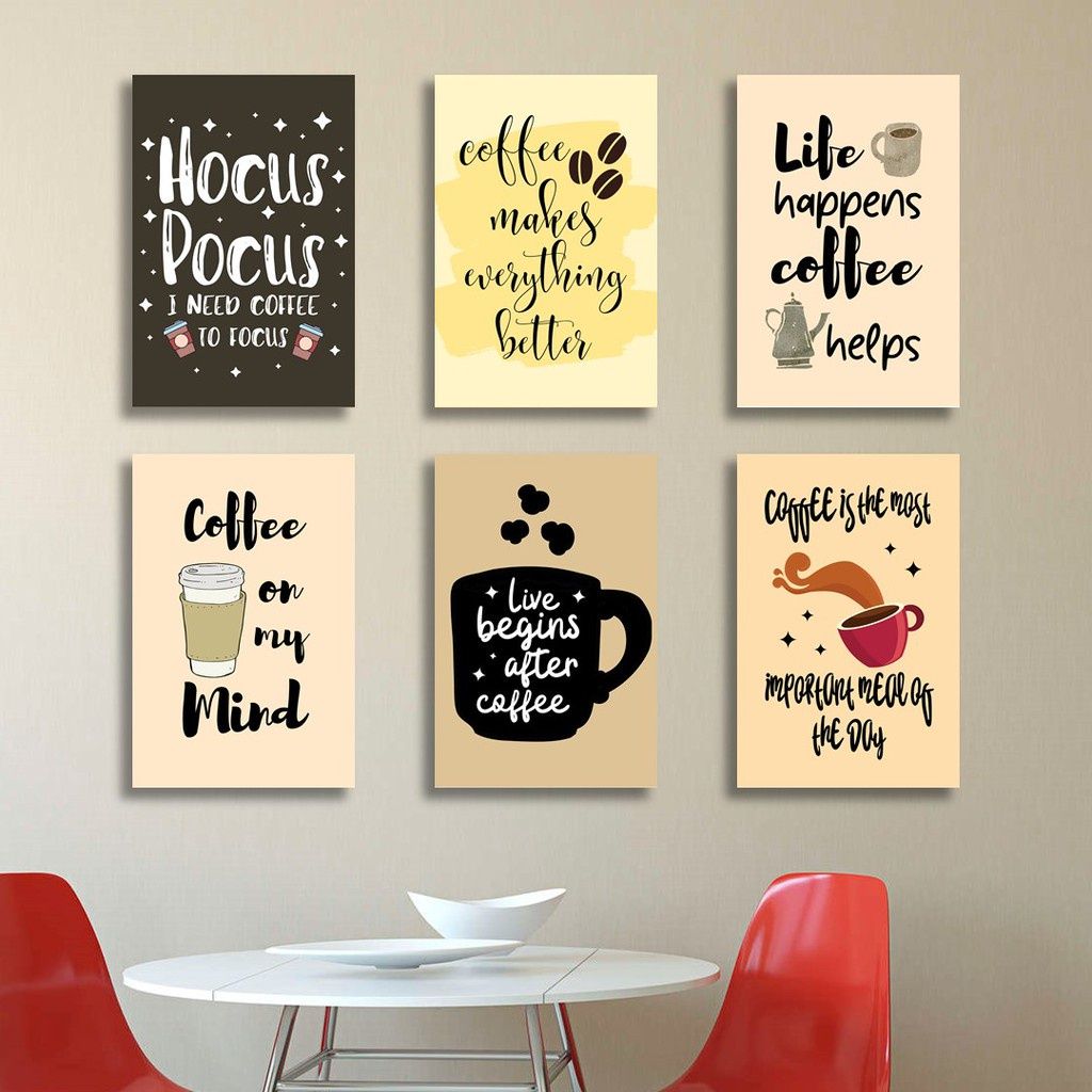 6pcs Quotes For Coffee Lovers Stickytiles Frames Providing Creative Design Motivational Look - Size: 8*11 buy online in Pakistan