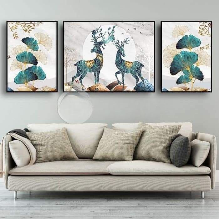 3pcs Leaf And Deer Design Stickytiles Frame Providing Unique Nature Inspired Artwork Elegant Look buy online in Pakistan