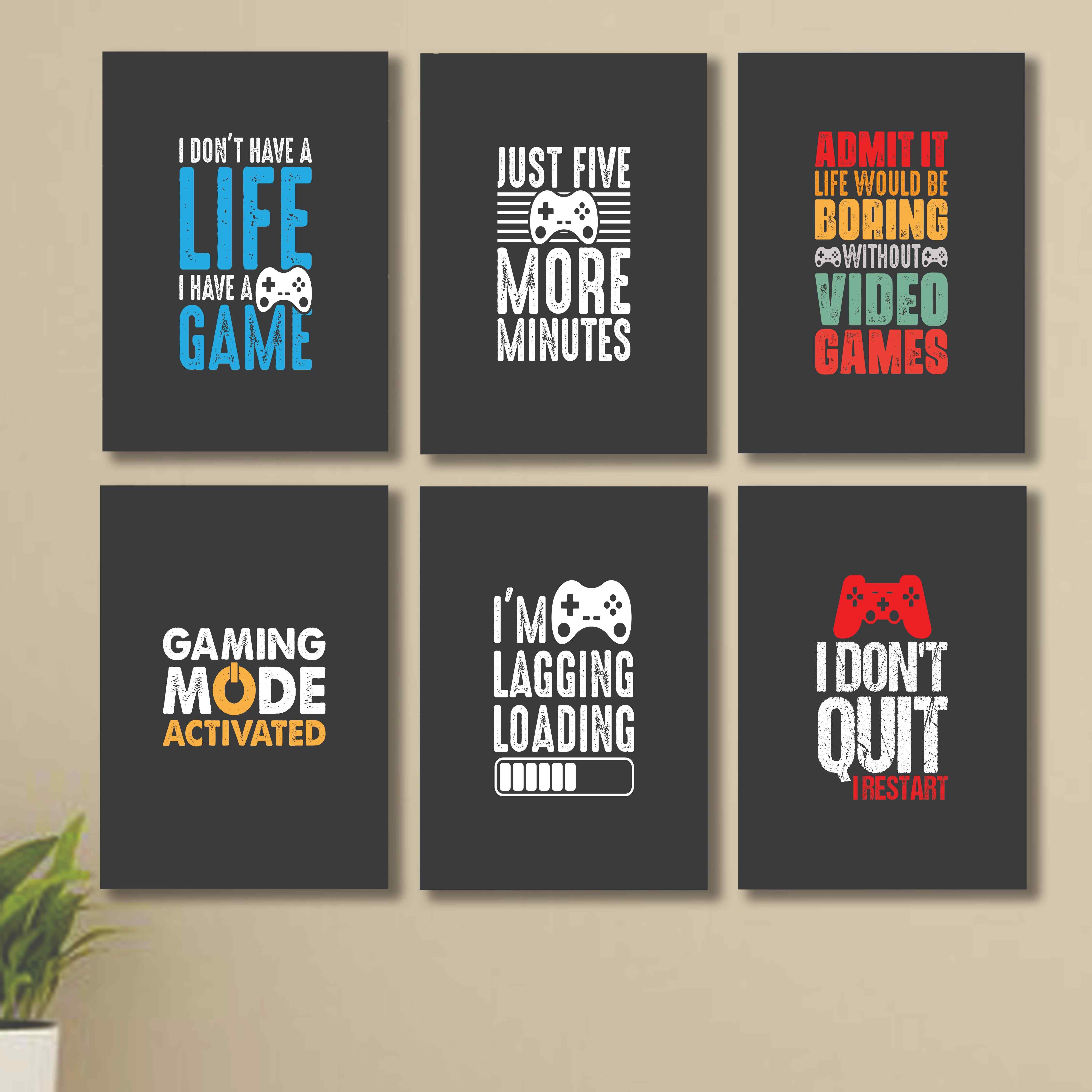set of 6 Motivational sticky canvas frames for wall decore / sticky phototiles buy online in Pakistan