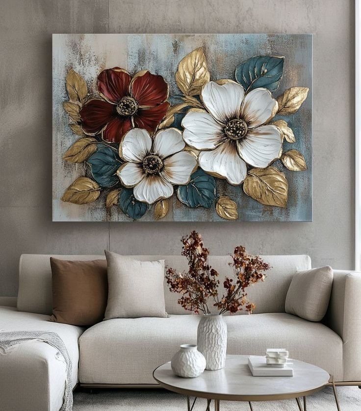 Floral Design Stickytiles Frame Providing Elegant Style Fresh Look Home Decoration