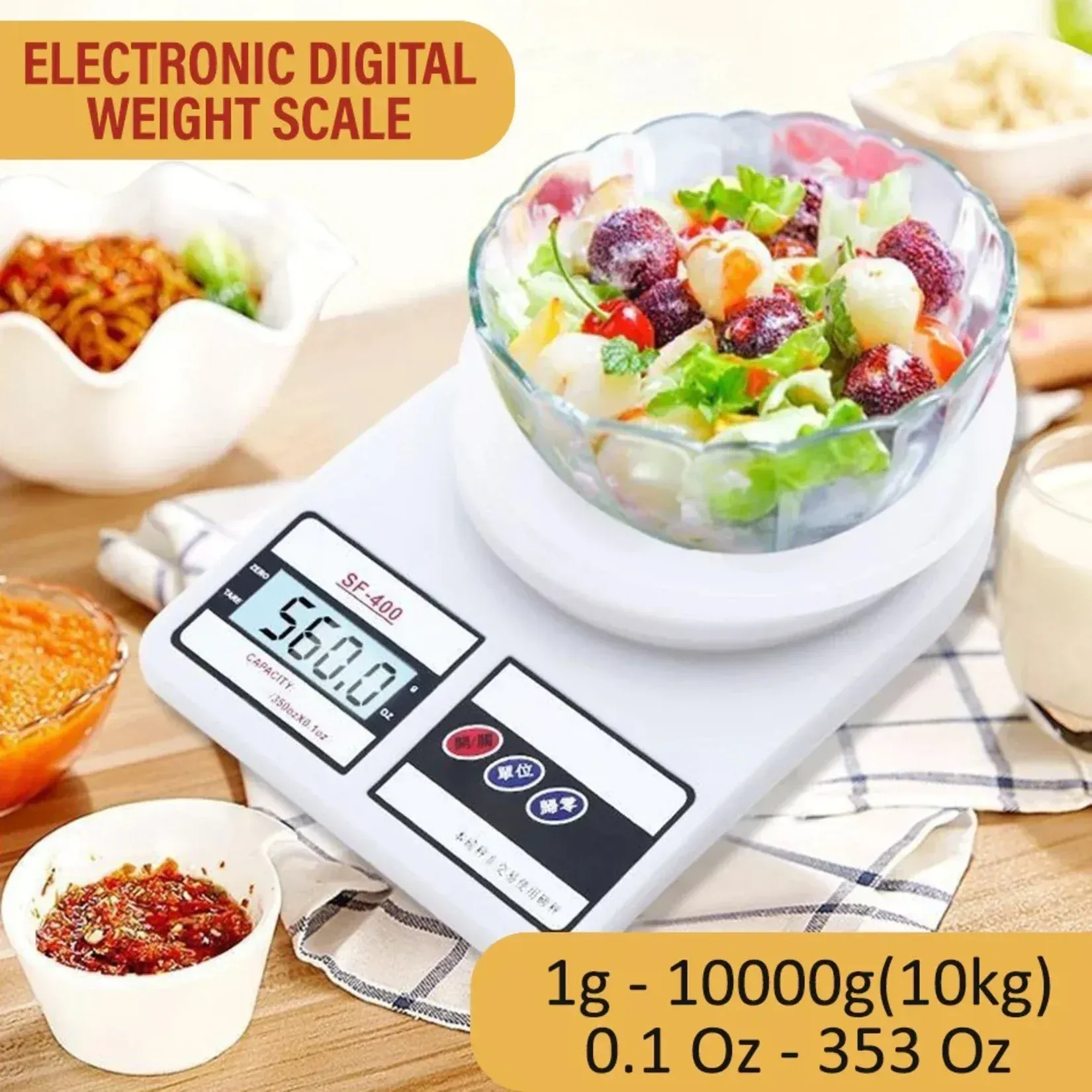 Digital Kitchen Weight Scale | 10 kg Capacity | Measures in g & oz | Without LED buy online in Pakistan