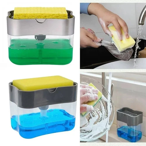 2-in-1 Kitchen Soap Dispenser With Sponge | Soap Pump Holder | Kitchen Dishwashing Soap Holder | Soap Pump Dispenser view 3