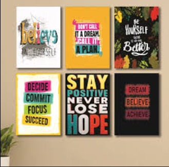 set of 6  sticky wooden frames for home office wall decore / sticky phototiles buy online in Pakistan