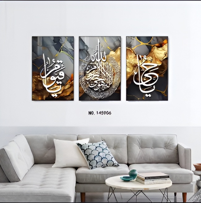 set of 3  sticky wooden frames for home office wall decore / sticky phototiles buy online in Pakistan