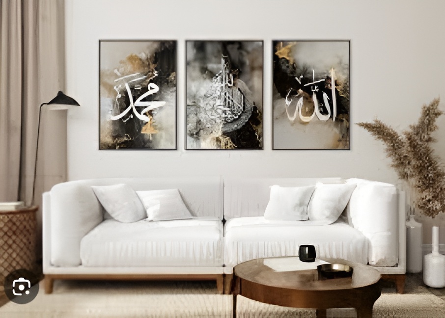 set of 3 sticky wooden frames for home office wall decore / sticky phototiles buy online in Pakistan
