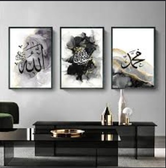 set of 3 sticky wooden frames for home office wall decore / sticky phototiles buy online in Pakistan