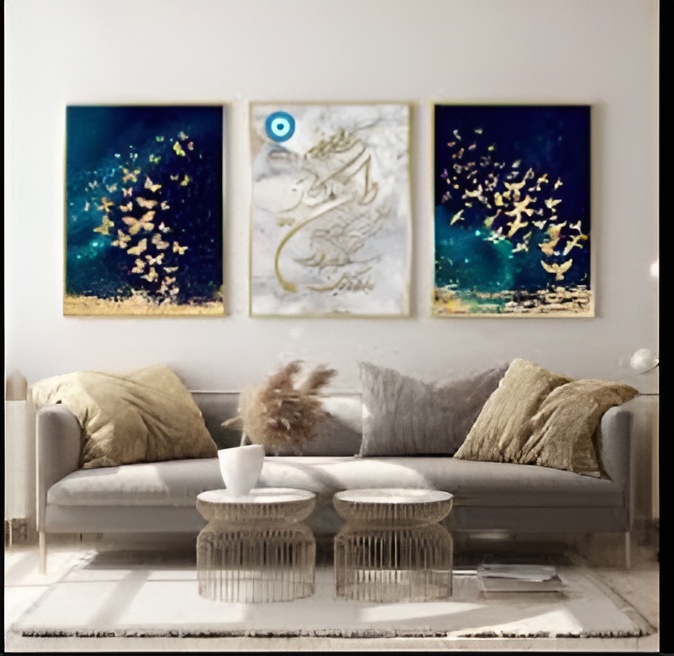 set of  3 sticky wooden frames for home office wall decore / sticky phototiles buy online in Pakistan