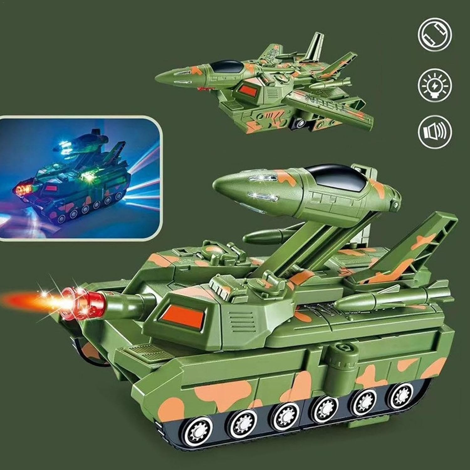 2‑in‑1 Military Aircraft & Tank Toy | Transformable Fighter Jet & Tank | Durable & Safe for Kids (random colour) buy online in Pakistan