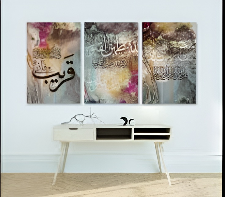set of 3 sticky wooden frames for home office wall decore / sticky phototiles buy online in Pakistan