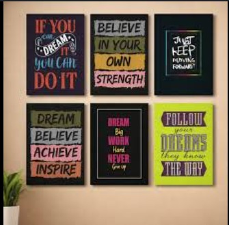 set of 6 sticky wooden frames for home office wall decore / sticky phototiles buy online in Pakistan