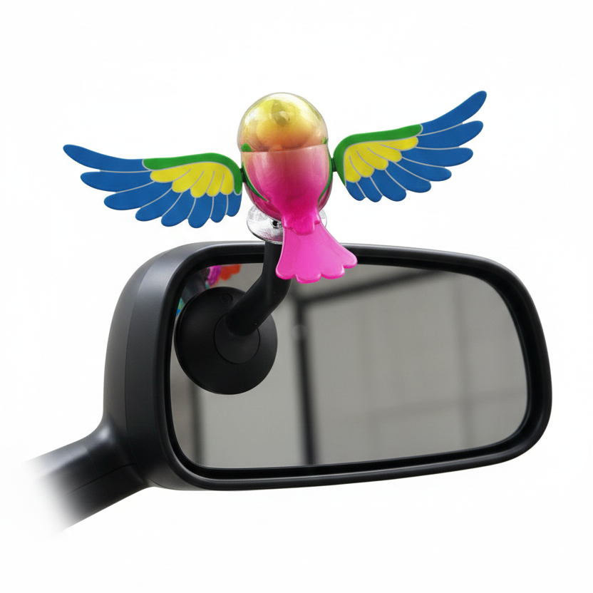 1Pc Birdie Decor Car Mirror Ornament – Flying Bird with Flapping Wings, Easy Installation Dashboard & Handlebar Decor (Random Color) view 5