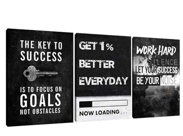 set of 3 Motivational sticky canvas frames for wall decore / sticky phototiles for office and home workplace buy online in Pakistan
