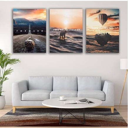 set of 3 Motivational sticky canvas frames for wall decore / sticky phototiles for office and home workplace buy online in Pakistan
