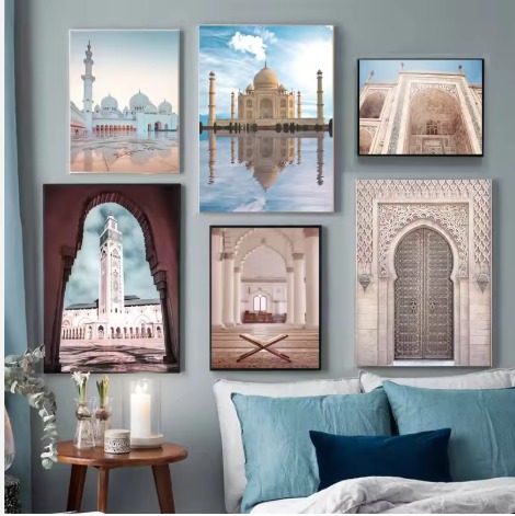 Decoration home decoration item 6 pcs iSLAMIC fRAME board wall decor photo on wall PHOTO TILE canvas art decor for home easy set up with both side tape buy online in Pakistan