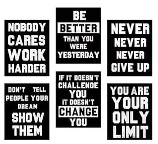 set of 6 Motivational sticky canvas frames for wall decore / sticky phototiles for office and home workplace buy online in Pakistan