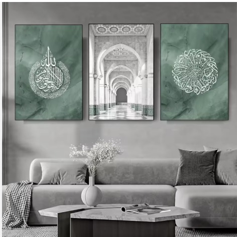 Decoration home decoration item 3 pcs iSLAMIC fRAME board wall decor photo on wall PHOTO TILE canvas art decor for home easy set up with both side tape buy online in Pakistan