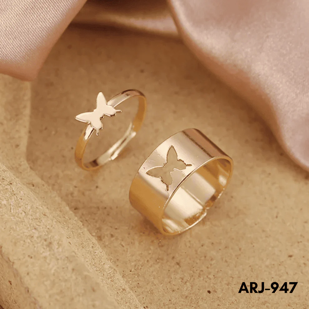 ARJ-947 Butterfly Couple Ring Elegant Stylish Durable Design Symbol Of Love And Commitment For Couples Adjustable Size - Buy Online in Pakistan at Zenbu Store