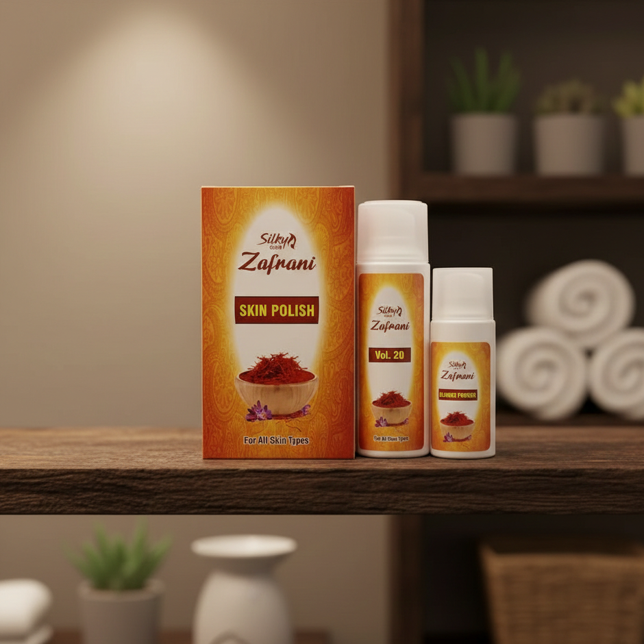 Pack of 2 Silky Zafrani Skin Polisher 120ml + Activator 60g | Exfoliating & Radiance Boosting