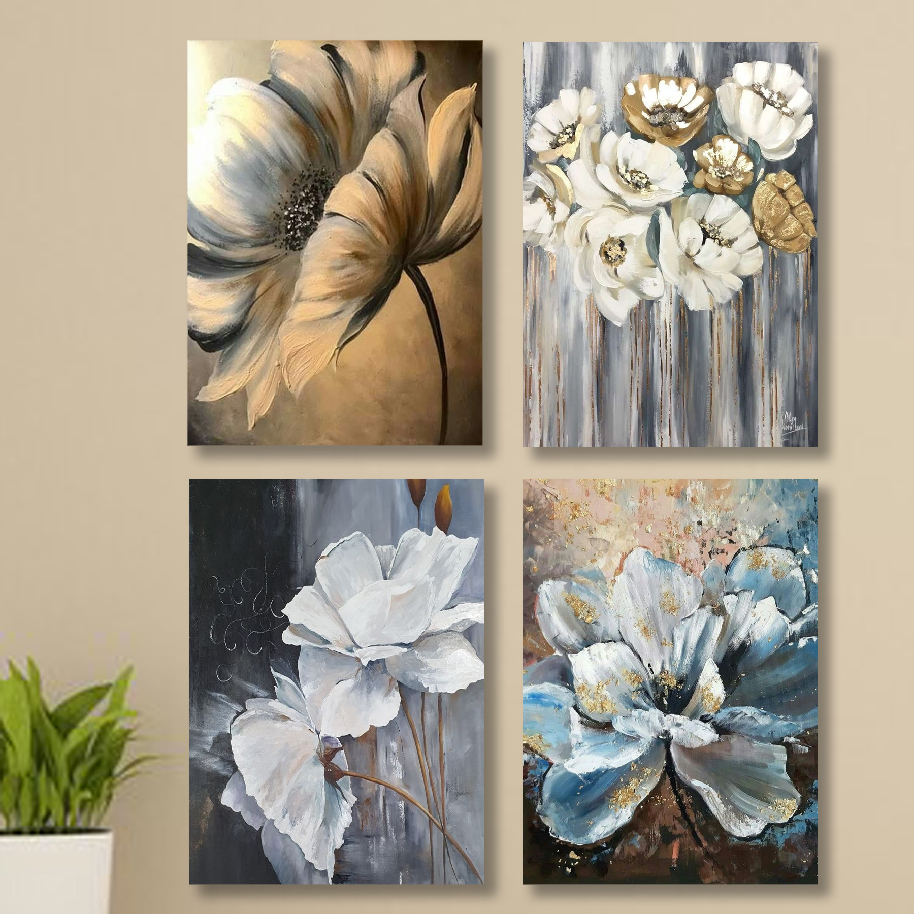 set of 4 wall art wooden canvas frames for home decoration buy online in Pakistan