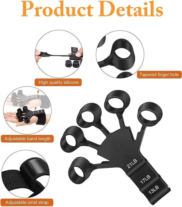 Adjustable Finger Strengthener Hand Grip Trainer – 13LB to 21LB Resistance, Finger Exerciser for Guitar, Fitness & Rehab view 5