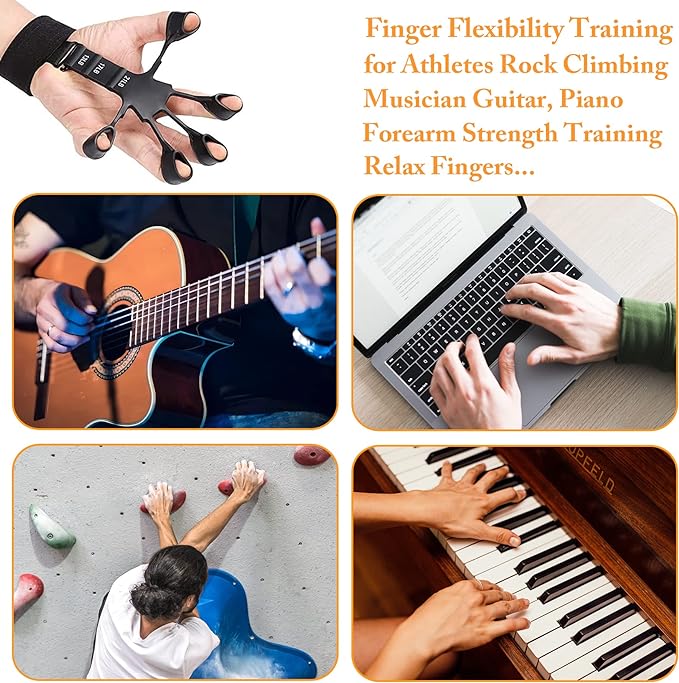 Adjustable Finger Strengthener Hand Grip Trainer – 13LB to 21LB Resistance, Finger Exerciser for Guitar, Fitness & Rehab view 4