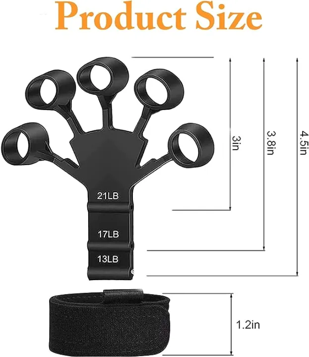 Adjustable Finger Strengthener Hand Grip Trainer – 13LB to 21LB Resistance, Finger Exerciser for Guitar, Fitness & Rehab view 2