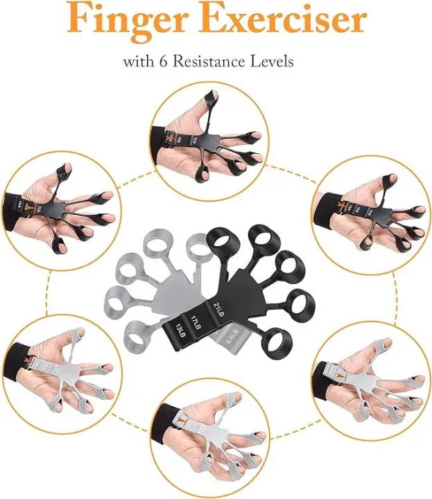 Adjustable Finger Strengthener Hand Grip Trainer – 13LB to 21LB Resistance, Finger Exerciser for Guitar, Fitness & Rehab view 3