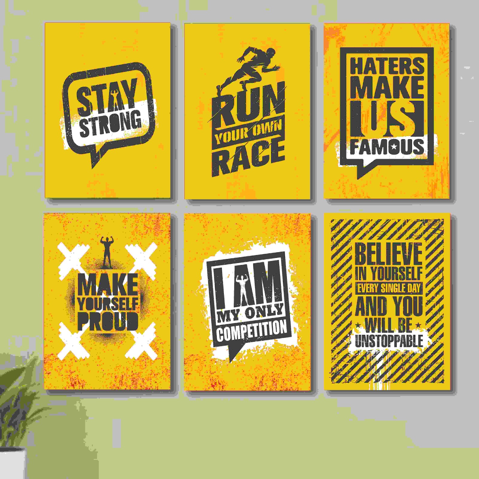 6 PC Wall Decor Cardboard Phototiles With Double Sided Back Sticking Exercise Quotes buy online in Pakistan
