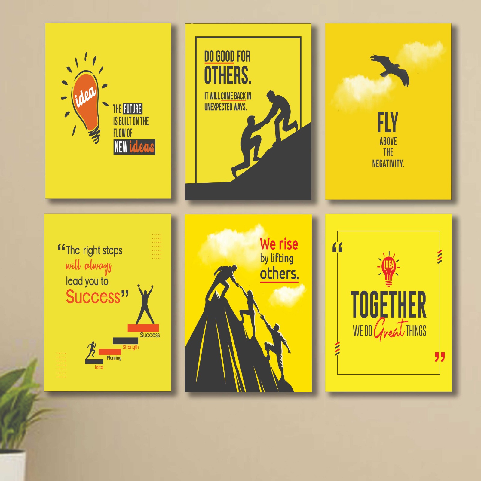 6 PC Motivational Wall Decor Cardboard Phototiles Durable Stylish Elegant And Inspiring Decorative buy online in Pakistan