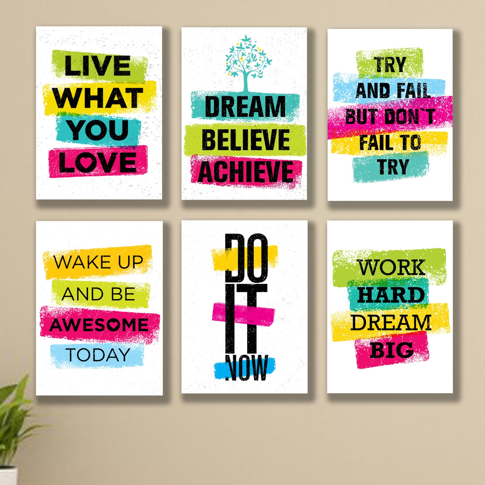 6 PC Motivational Quote Wall Decor Cardboard Phototiles Elegant Durable Stylish Inspiring And Decorative Art buy online in Pakistan