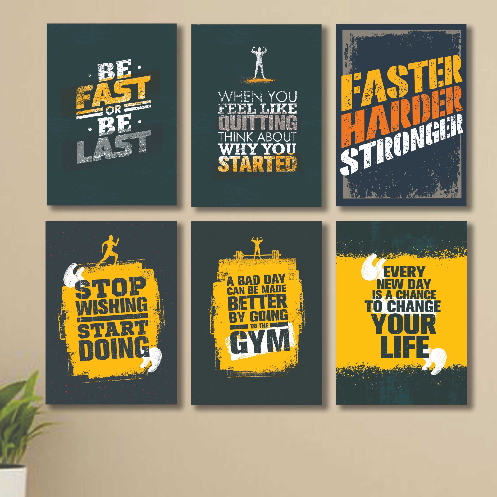 6 PC Wall Decor Cardboard Phototiles With Double Sided Back Sticking – Gym Hardest Quotes buy online in Pakistan
