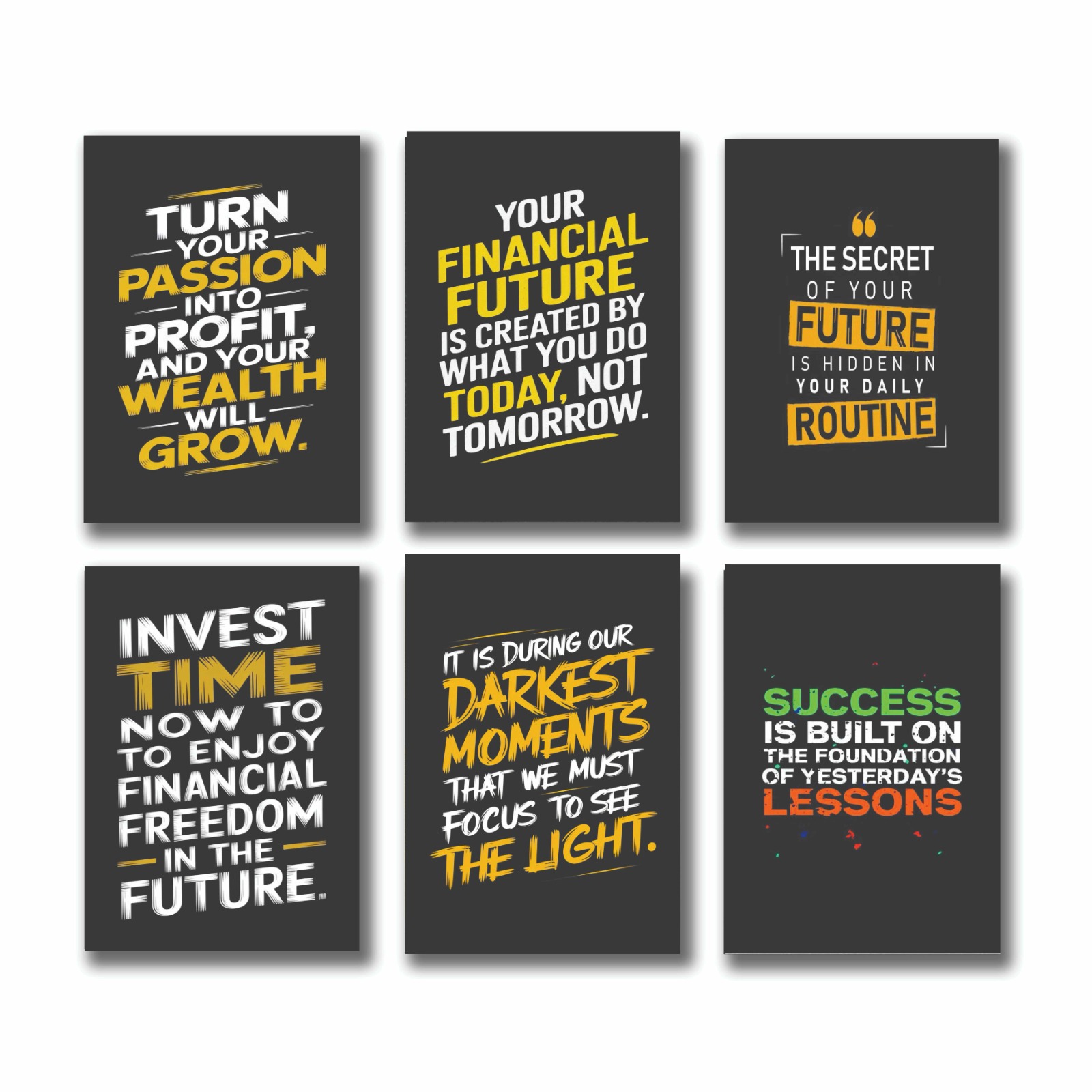 6 PC Wall Decor Cardboard Phototiles With Double Sided Back Sticking Success Quotes buy online in Pakistan