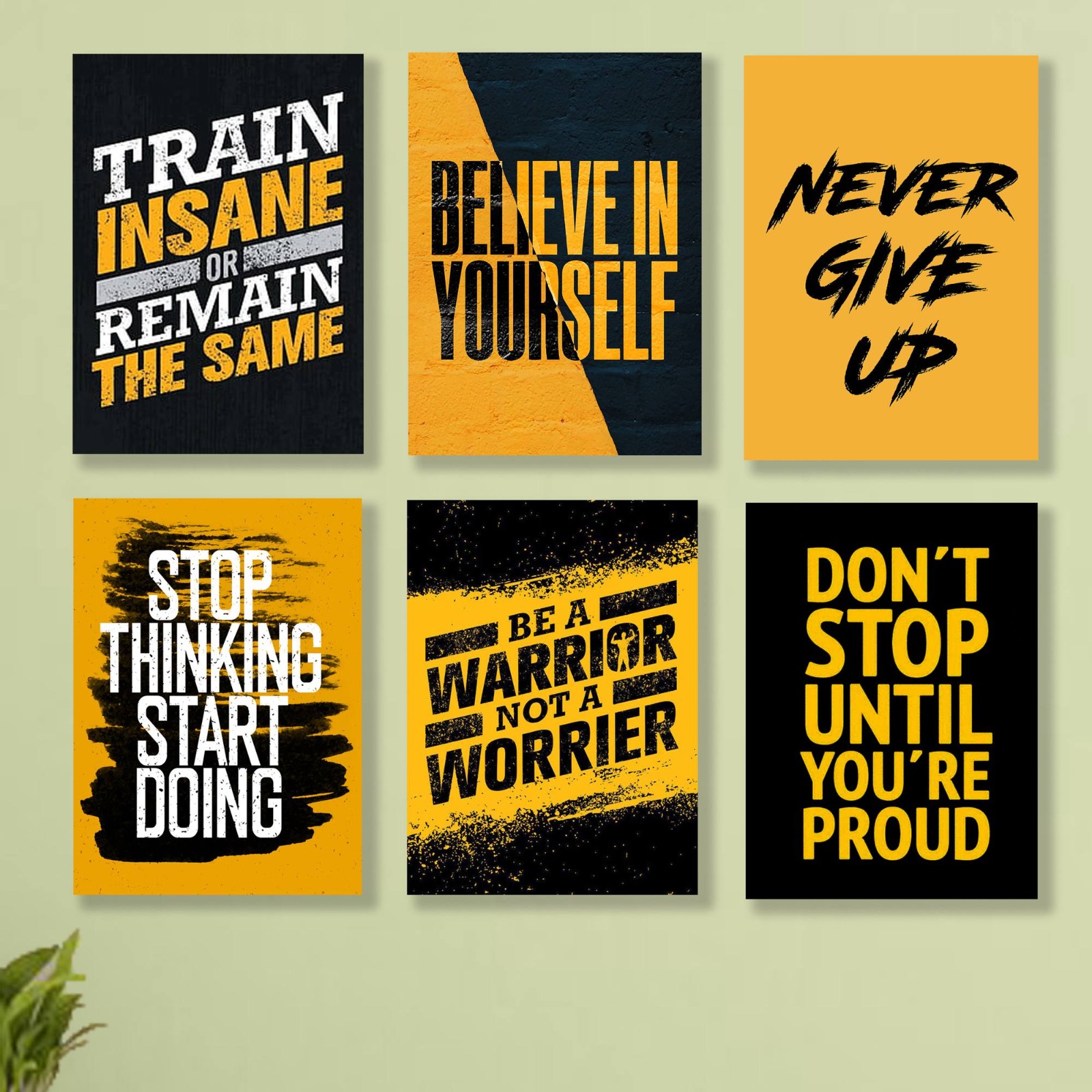 6 Pc Wall Decor Cardboard Phototiles With Double Tape For Back Sticking Motivational Gym Quotes buy online in Pakistan