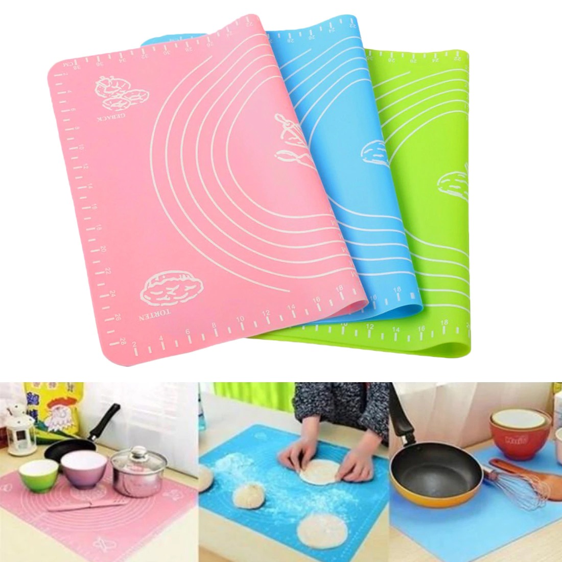 Silicone Baking Roti Mat | Heat Resistant | Non‑Stick Dough Pad with Measurements | Random Color buy online in Pakistan