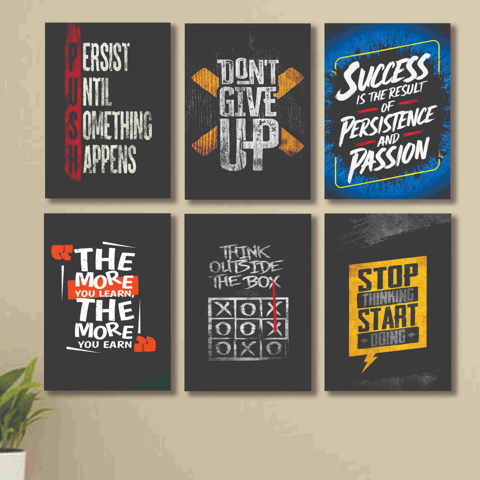 6 PC Wall Decor Cardboard Phototiles With Double Sided Back Sticking Multi Colour Motivational Quotes buy online in Pakistan