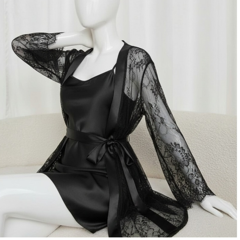 Soft Lace Robe & Silk Inner - Buy Online in Pakistan at Zenbu Store (Image 7)