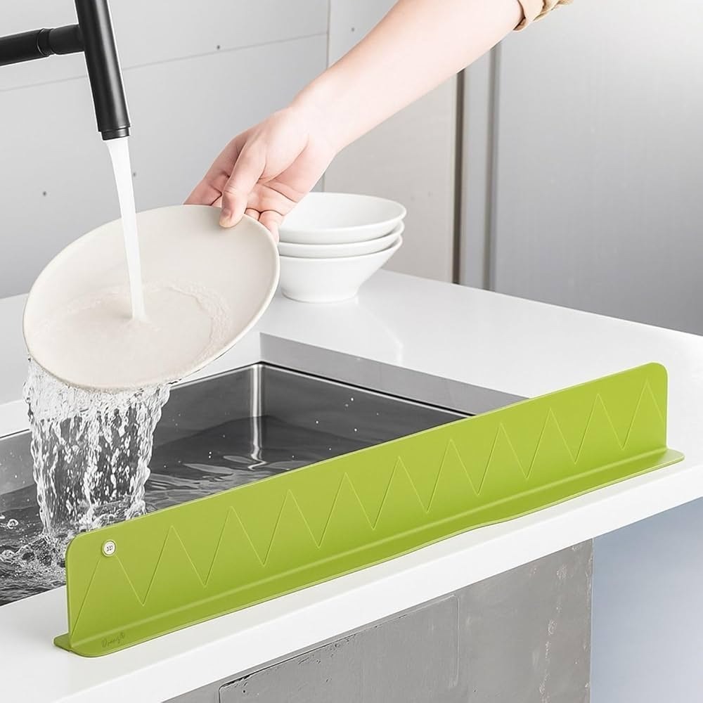 Silicone Sink Splash Guard With Suction – Flexible Water Splash Stopper for Kitchen & Bathroom Faucets, Countertops & Cleaning Protection (Random Color) thumbnail 5