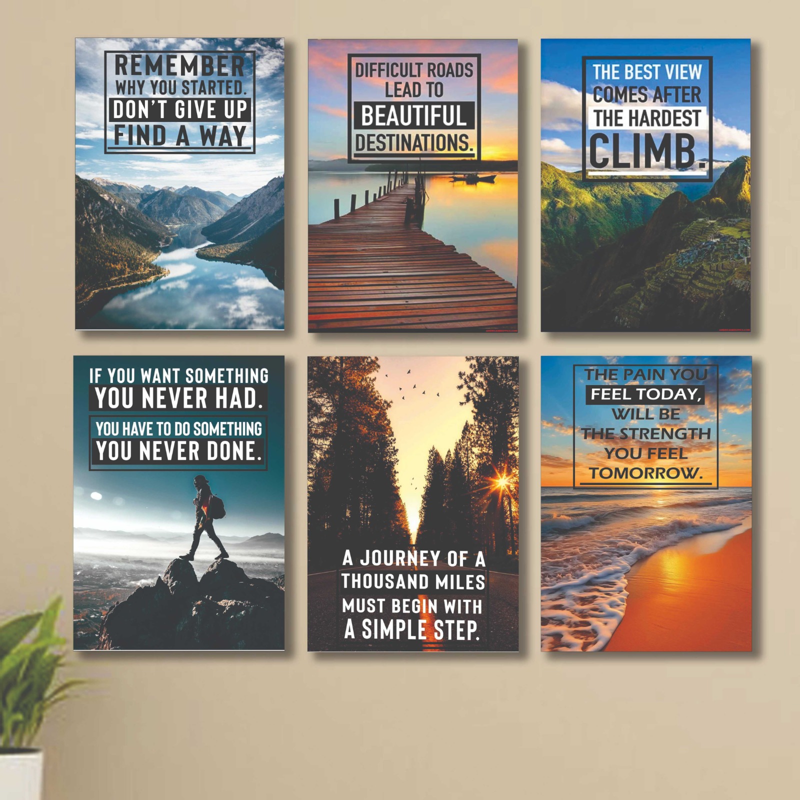 6 PC Motivating Quote Wall Decor Cardboard Phototiles Durable Stylish Elegant And Inspiring buy online in Pakistan
