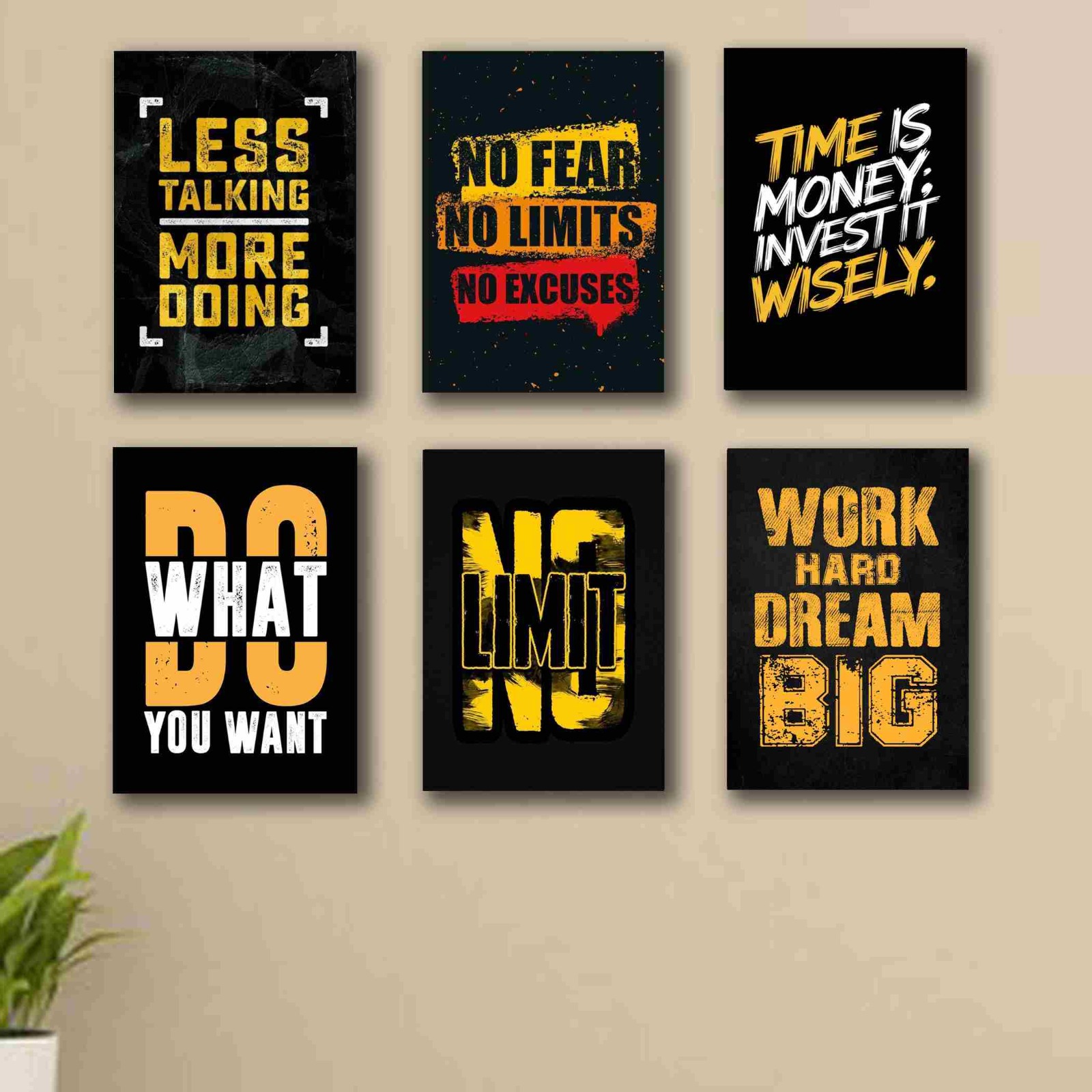 6 PC Wall Decor Cardboard Phototiles With Double Tape For Back Sticking Motivational No Fear Great Mind Set buy online in Pakistan