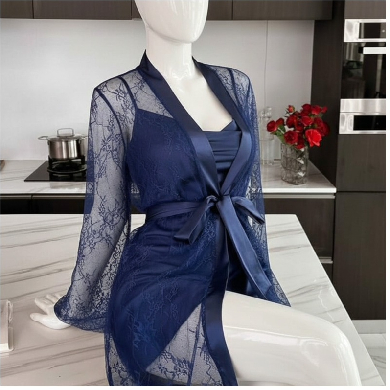 Soft Lace Robe & Silk Inner - Buy Online in Pakistan at Zenbu Store
