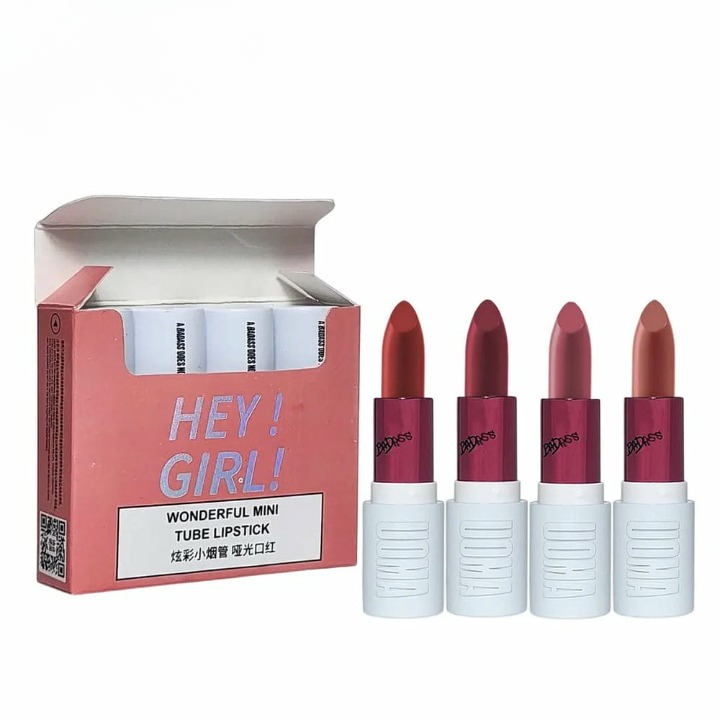 HengFang Hey Girl Mini Velvet Matte Lipstick Set | High Pigment Long-Lasting Lip Color | Pack of 4 Shades buy online in Pakistan